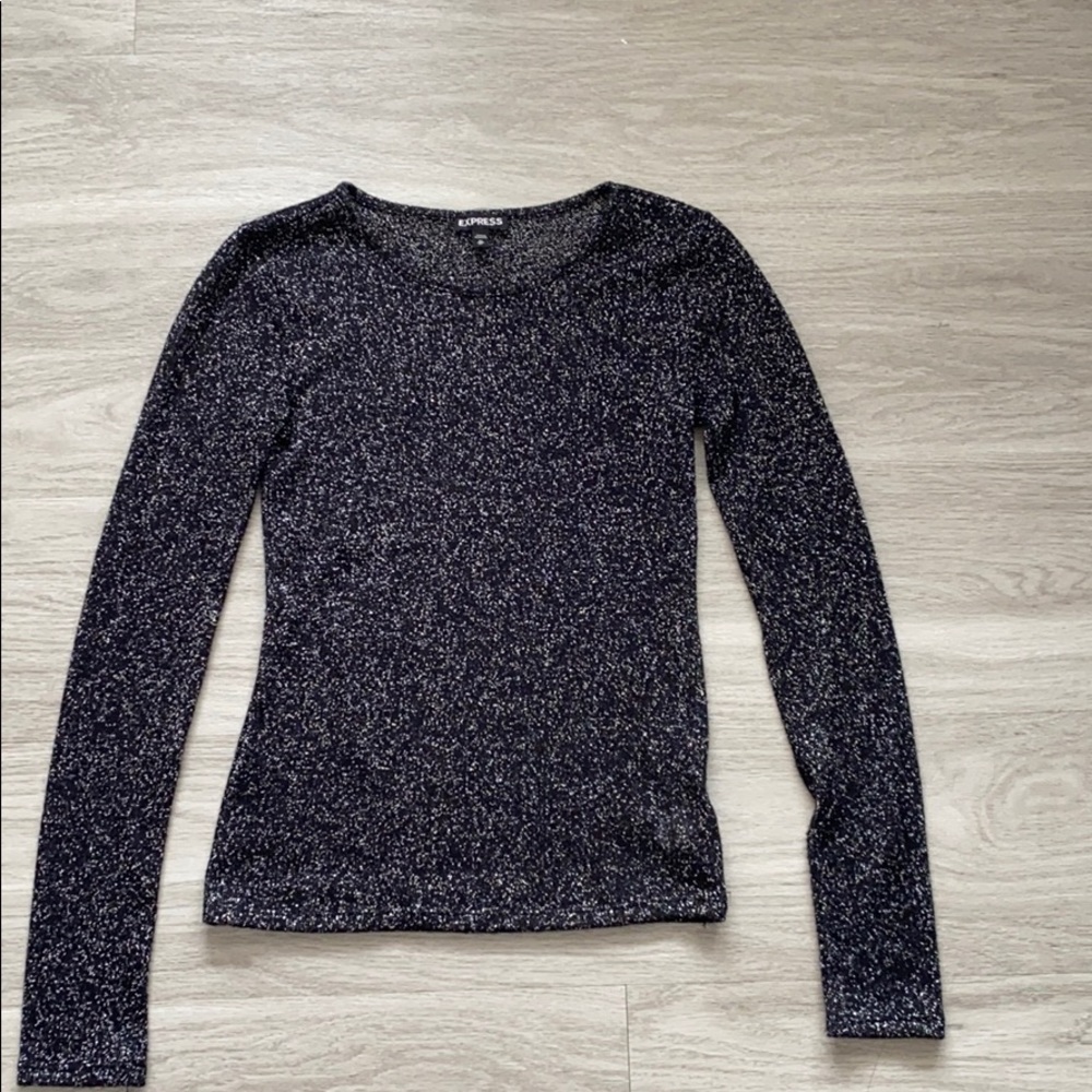 Express Black Metallic Long Sleeve Tshirt